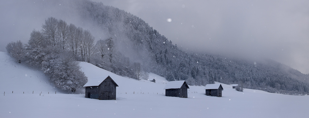 Grangettes sous une averse de neige