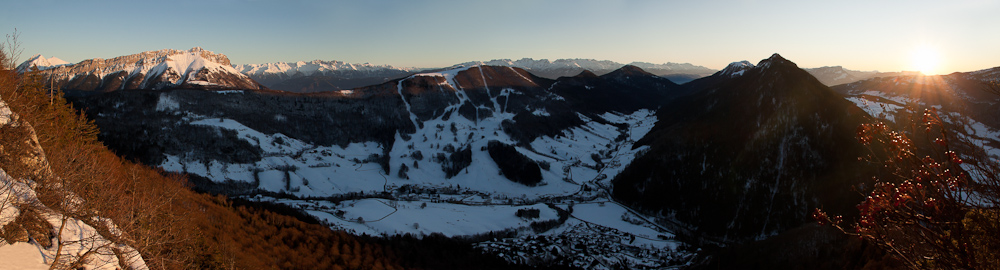 Station d'Aillon au coucher du soleil